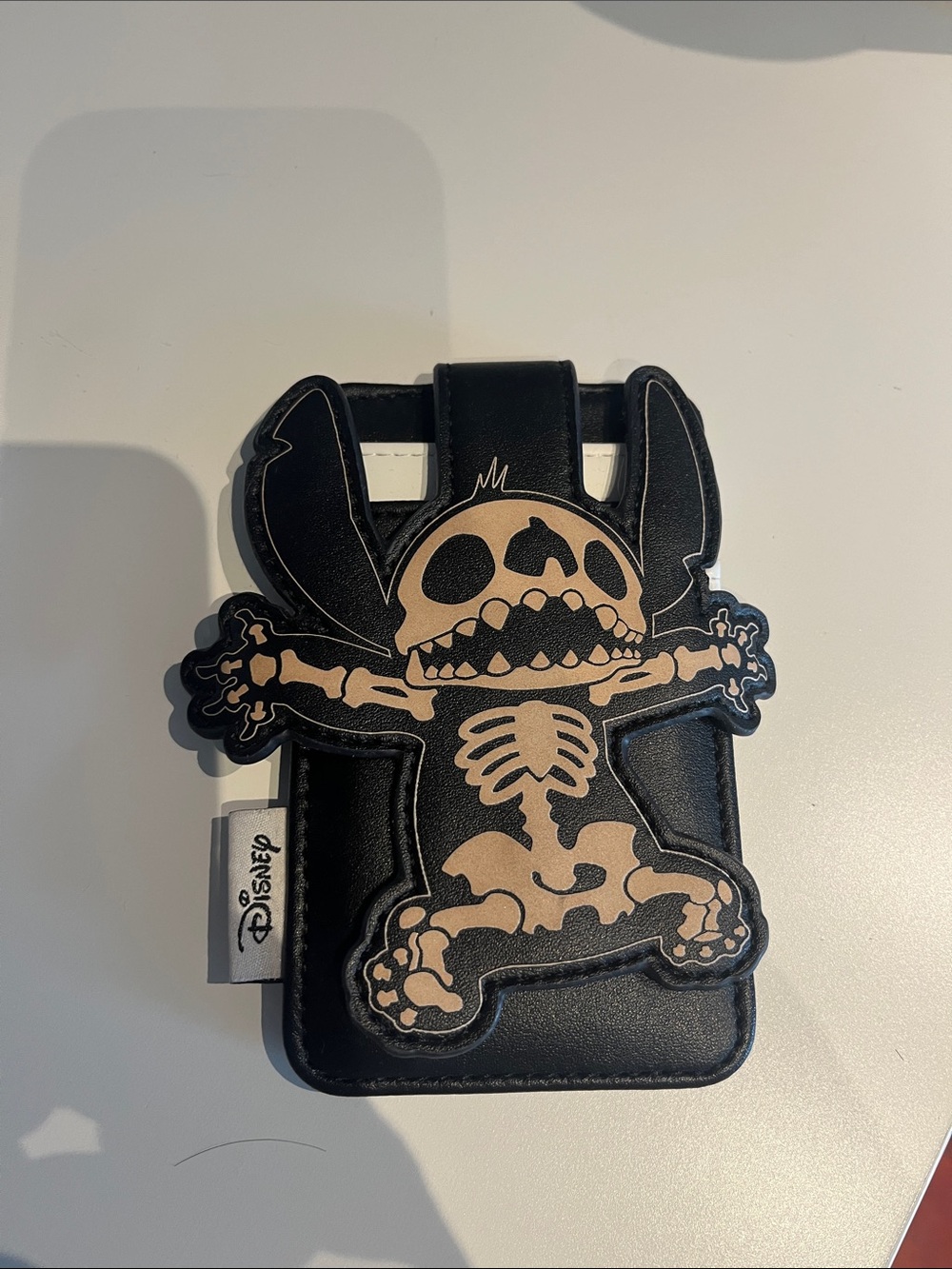 Disney Loungefly Black Wallet with Beige Stitch Skeleton Applique